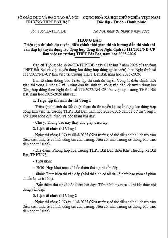 THÔNG BÁO SỐ 2 VỀ VIỆC TUYỂN DỤNG LĐHĐ THEO NGHỊ ĐỊNH 111